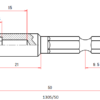 1305/50 5mm Nutsetter 50mm 1/4" Hex Drive 5 x 8.5 x 15 x 50   EDP:  489303 - Image 2